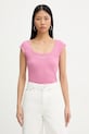 Pinko top z elastanem różowy 105511.A338