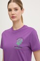 Jack Wolfskin t-shirt basic damski bawełniany Carefree fioletowy A65756