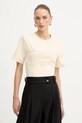 Patrizia Pepe t-shirt bawełniany bawełna beżowy 8M1803.J387