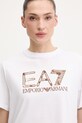 Βαμβακερό μπλουζάκι EA7 Emporio Armani λευκό AF21636.7W001096