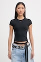 Diesel crop top damski bawełniany T-BUNNY-TAIL-S1 czarny A21197.0EJAI