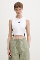 adidas crop top damski bawełniany z elastanem Essentials biały JZ6876