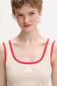 adidas crop top damski bawełniany z elastanem Stadium beżowy KE9575
