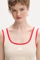 adidas crop top damski bawełniany z elastanem Stadium beżowy KE9575