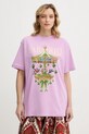 Farm Rio t-shirt bawełniany nadruk różowy 354549