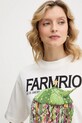 Farm Rio t-shirt bawełniany beżowy 354563
