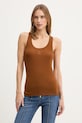 Elisabetta Franchi top z dodatkiem wełny z elastanem brązowy CN77B61E2