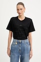Elisabetta Franchi t-shirt bawełniany bawełna czarny MA74D61E2