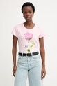 Liu Jo T-shirt damski bawełniany różowy WA6477.JS923