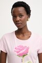 Liu Jo T-shirt damski bawełniany różowy WA6477.JS923