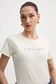 Liu Jo t-shirt bawełniany beżowy TA6056.JS923