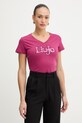 Liu Jo t-shirt bawełniany regular różowy TA6057.JS923