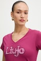 Liu Jo t-shirt bawełniany różowy TA6057.JS923