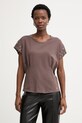 Liu Jo t-shirt damski bawełniany z elastanem brązowy TA6251.JS003