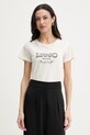 Liu Jo t-shirt damski bawełniany beżowy TA6285.JS923