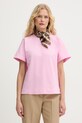 Marella t-shirt damski bawełniany z elastanem Emme by Marella różowy 2615971041200