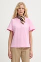 Marella t-shirt damski bawełniany z elastanem Emme by Marella różowy 2615971041200
