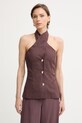 Marella топ жіночий лляний GIORNO коричневий 2613161012200