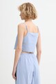 Ρούχα American Vintage Crop top γυναικείο βαμβακερό FEO07A μπλε