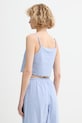 Ρούχα American Vintage Crop top γυναικείο βαμβακερό FEO07A μπλε