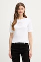 Twinset t-shirt bawełniany aplikacja biały 261TP2091