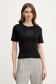 Twinset t-shirt bawełniany aplikacja czarny 261TP2091