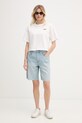 Lacoste crop top γυναικείο βαμβακερό TF7605 λευκό SS26