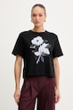 Trussardi t-shirt bawełniany nadruk czarny G1326100244N