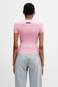 Oblečení Marine Serre Pearl Logo tričko bavlněné s elastanem dámské WTT012ACJER0115 růžová