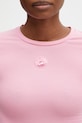 Marine Serre Pearl Logo tričko bavlněné s elastanem dámské růžová WTT012ACJER0115