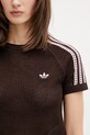 adidas Originals T-shirt ażurowy damski brązowy KC6480