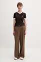 adidas Originals t-shirt damski bawełniany z elastanem KC9017 brązowy SS26