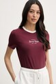 Oblečenie United Colors of Benetton dámske bavlnené tričko s elastanom 3ECMD10C7 burgundské