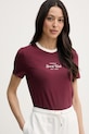 Oblečenie United Colors of Benetton dámske bavlnené tričko s elastanom 3ECMD10C7 burgundské