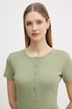 United Colors of Benetton t-shirt damski bawełniany z elastanem zielony 3O4YD10CC