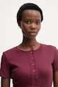 United Colors of Benetton tričko dámske bavlnené s elastanom burgundské 3O4YD10CC
