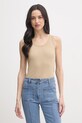 United Colors of Benetton top da donna in cotone con elastan beige 3O4YDH01B