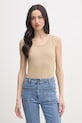 United Colors of Benetton top női pamut elasztánnal bézs 3O4YDH01B