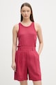 United Colors of Benetton top dámský lněný červená 3TKEEH001