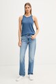 United Colors of Benetton top dámský lněný 3TKEEH001 modrá SS26