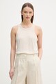 United Colors of Benetton top ženski lanen bež 3TKEEH001