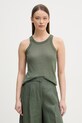 United Colors of Benetton top ženski lanen zelena 3TKEEH001
