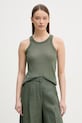 United Colors of Benetton top ženski od lana zelena 3TKEEH001