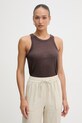 United Colors of Benetton top za žene od lana smeđa 3TKEEH001