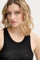 United Colors of Benetton top da donna in lino nero 3TKEEH001