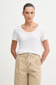 United Colors of Benetton T-shirt damski lniany biały 3TKED10D8
