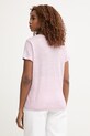 Odzież United Colors of Benetton T-shirt damski lniany 3TKED10D8 różowy