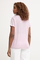 Odzież United Colors of Benetton T-shirt damski lniany 3TKED10D8 różowy