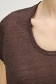 United Colors of Benetton T-shirt damski lniany 3TKED10D8 brązowy