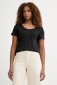 United Colors of Benetton T-shirt damski lniany czarny 3TKED10D8